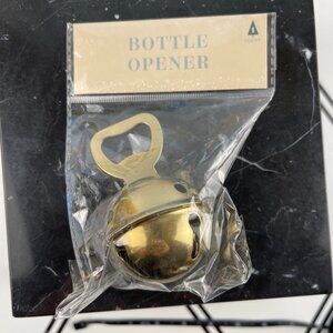 Gold Jingle Bell Bottle Opener New In Package Holiday Bar 4" H x 3" W Christmas